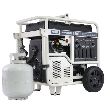 Pulsar Portable Generator, Gasoline/Liquid Propane, 12,000 W/11,000 W Rated, 15,000 W/13,500 W Surge, 100 A PG15KVTWB